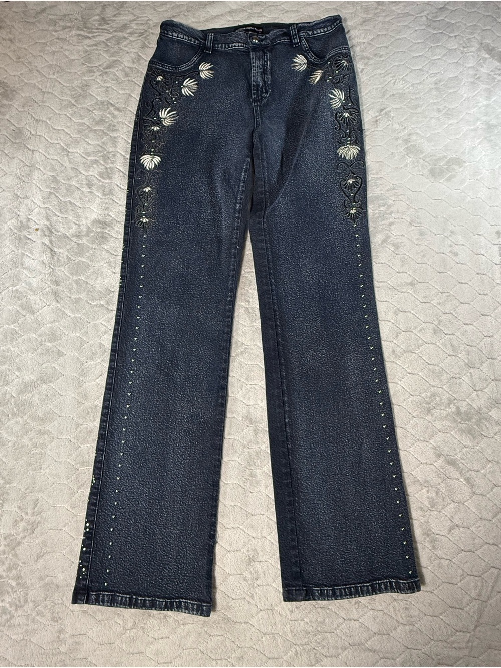 Brazil Roxx Embroidered Studded Bootcut Jeans Women’s 10 Dark Wash 31x33